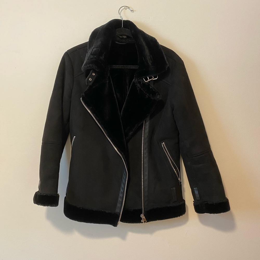 Topshop shearling biker jacket